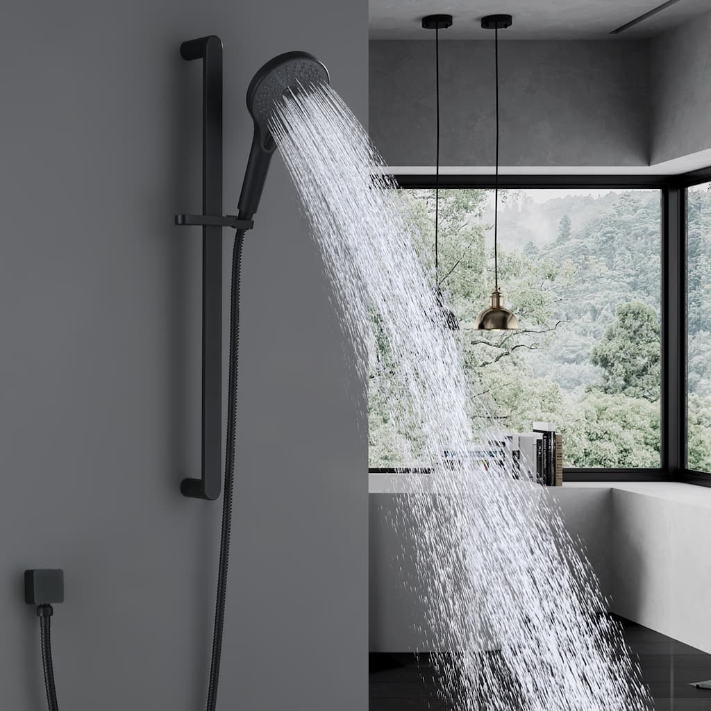 3-Spray Function Hand Shower With Slide Bar Kit In Matte Black