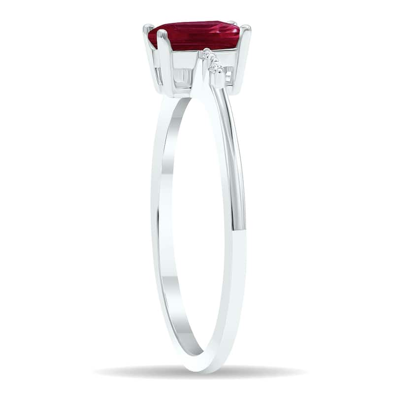Women's Ruby and Diamond Sparkle Ring in 10K White Gold