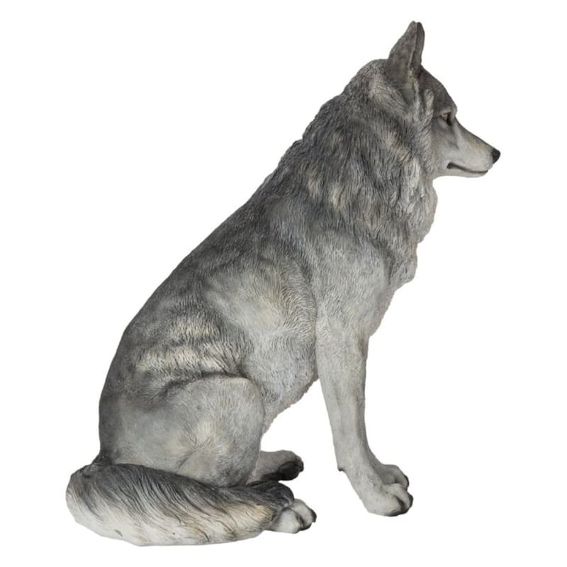 21.75" Sitting Wolf Outdoor Garden Statue