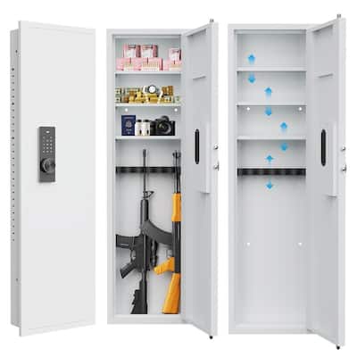 53" Password Touch Panel In-Wall Safe, Hidden Wall Gun Safe for Rifles with Adjustable Shelves