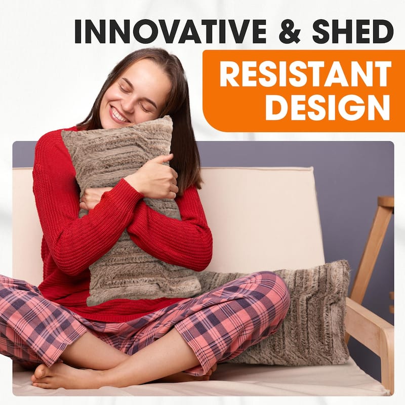 Cheer Collection Set of 2 Decorative Faux Fur Throw Pillow