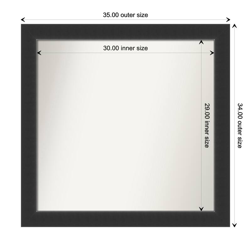 Corvino Black Framed Non-Beveled Custom Wall Mirror, Bathroom Vanity Mirror - Outer Size: 35 x 34