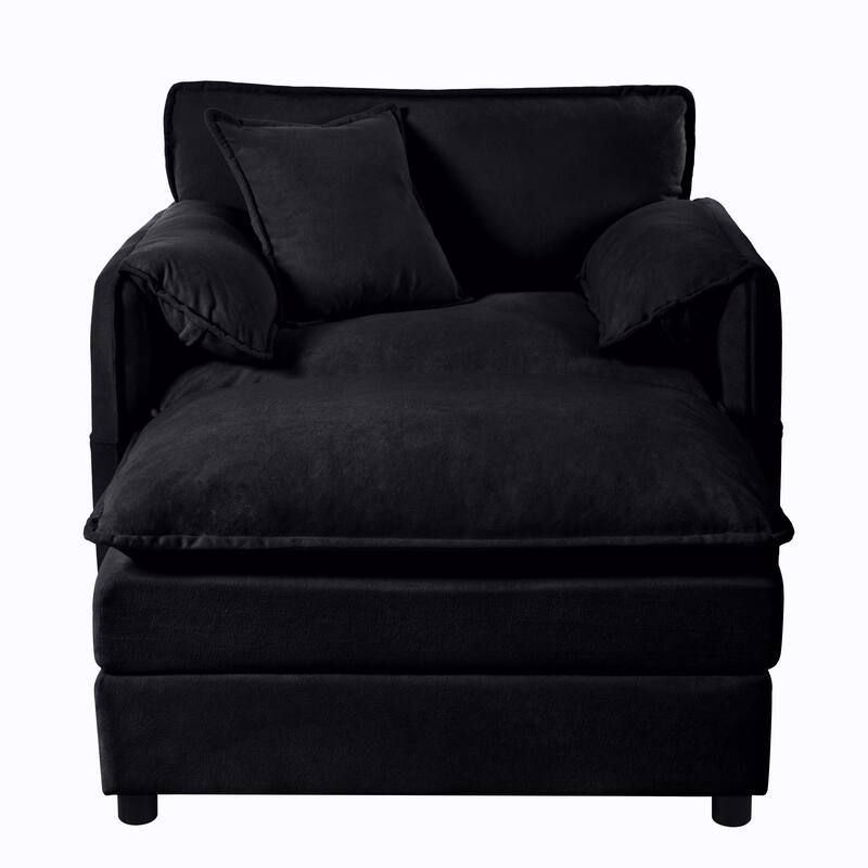 Chenille Upholstered Accent Chair / Oversized Single Sofa Lounge Chair / Deep Seat Reading Sofa Armchair