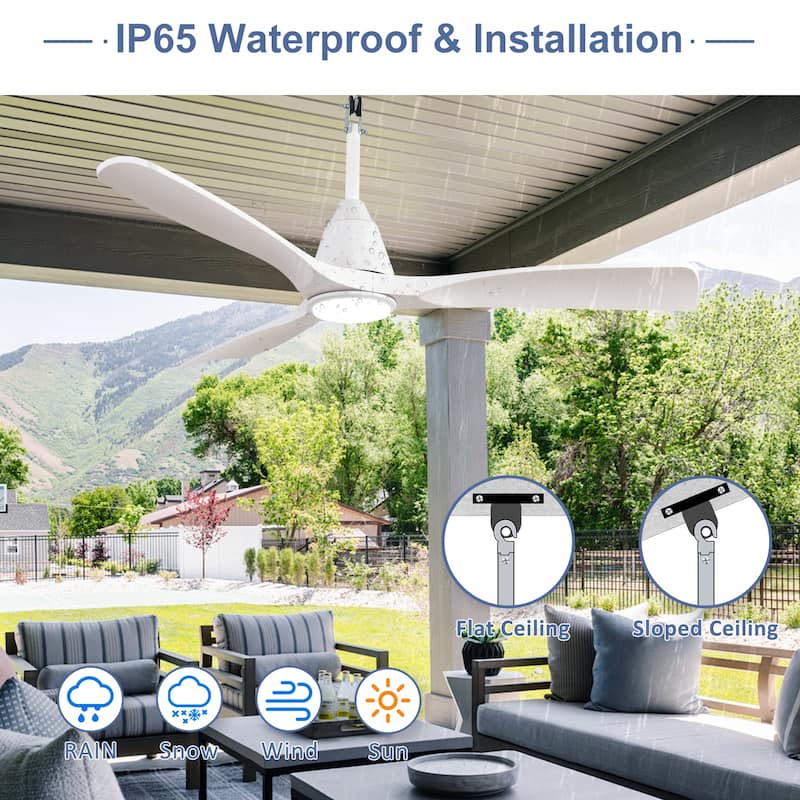 Outdoor Ceiling Fan with Light: Plug-in Hanging Fan, Remote App Control, 3CCT, 6-Speed
