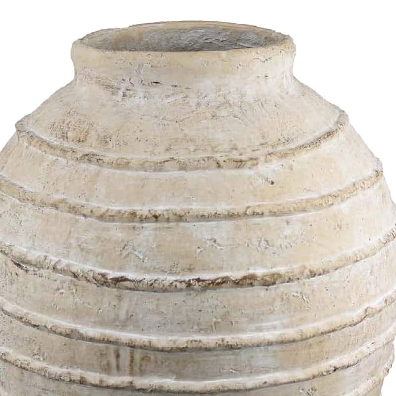Lezlee Accent Planter, Beige Terracotta Textured Tapered Round 16 Inch