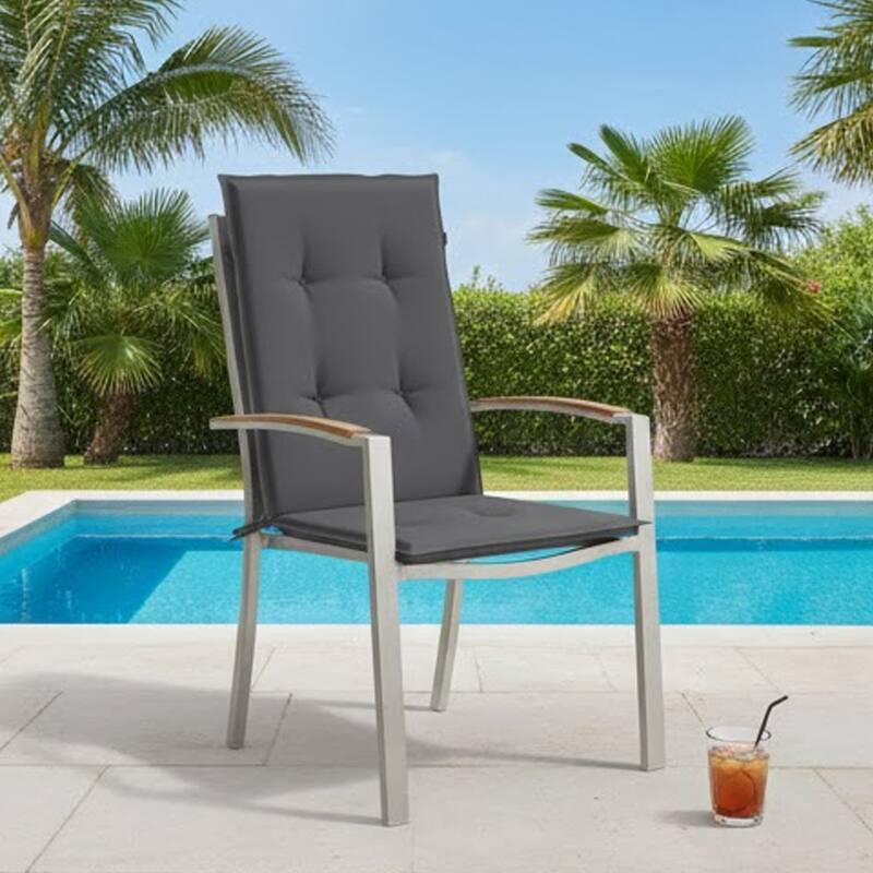 Outdoor Cushions for High Back Chair, Set of 2, Gray Fabric, 47 Inch