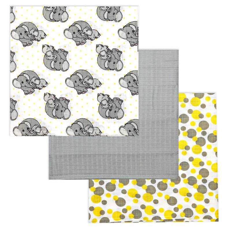 Baby Boys and Baby Girls 8 Piece Elephants Baby Gift Set, Ivory and Yellow