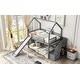 preview thumbnail 5 of 13, Twin over Twin House Wood Bunk Bed with Slide, Grey