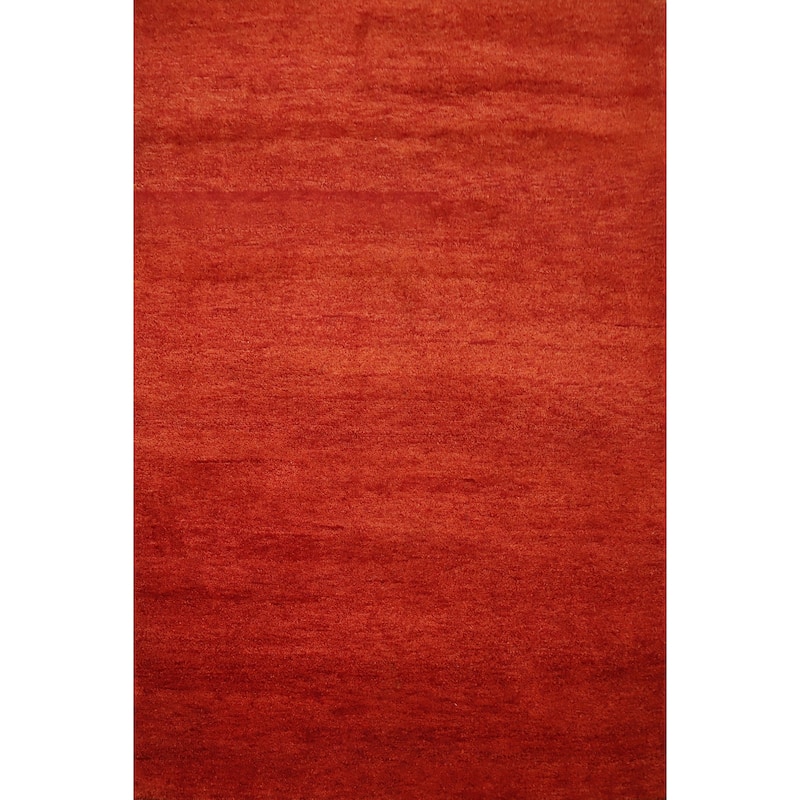 Hand Knotted Oriental 100% Wool Carpet Modern Solid Oranges & Rust Gabbeh Area Rug - 6' 5'' X 4' 11''