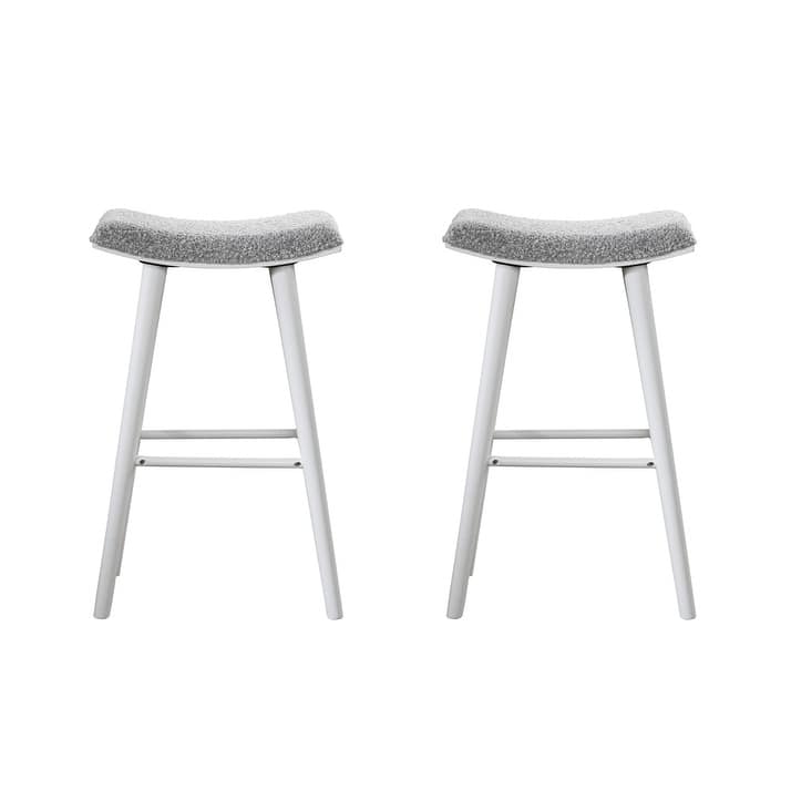 LuXeo Luna Backless Wood Saddle Counterstool/Barstool with Boucle Fabric Seat (Set of 2)
