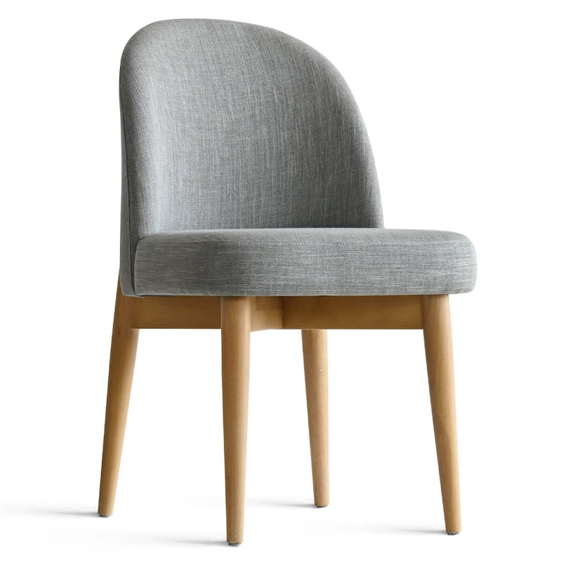 Modern Linen-Blend Parsons Dining Chairs with Solid Wood Legs