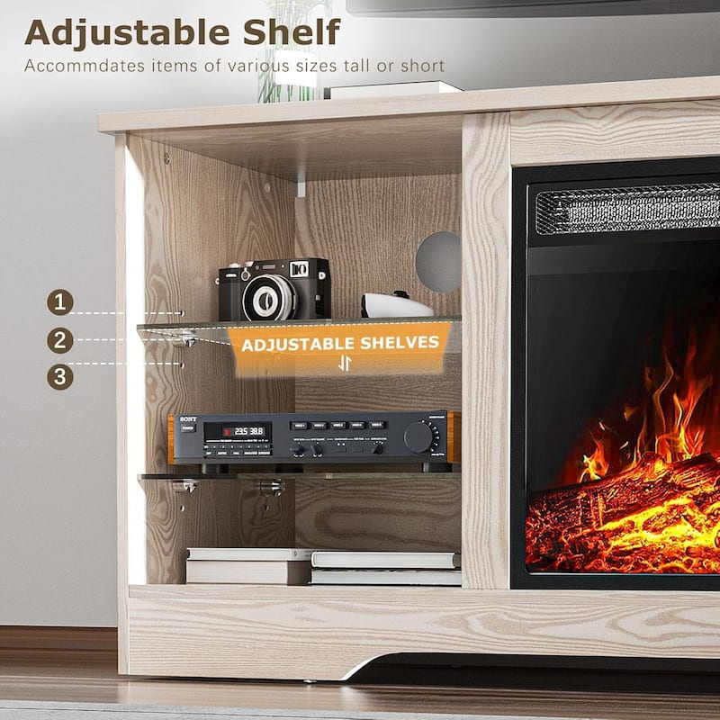 Bossin 58" Fireplace TV Stand with 18'' Electric Fireplace,Modern Entertainment Center for 65'' TVs,TV Cabinet