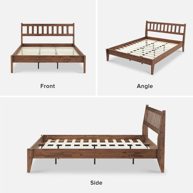 Mopio Ted Acacia Solid Wood Bed Frame with Headboard