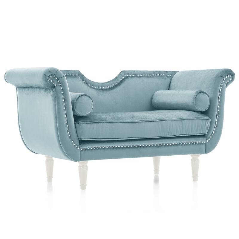 Christopher Knight Home - Velvet Bench with Nailhead Trim & Curved Arms