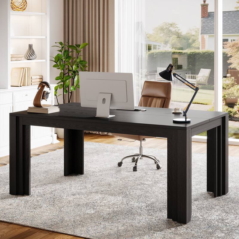 63-Inch Executive Desk, Large Home Office Computer Desk, Writing Table Business Workstation for Home Office, Conference Room