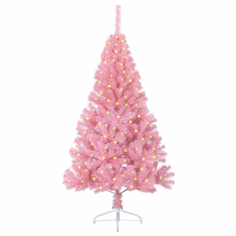 vidaXL Artificial Pre-lit Christmas Tree Pink in PVC - 59.06 in