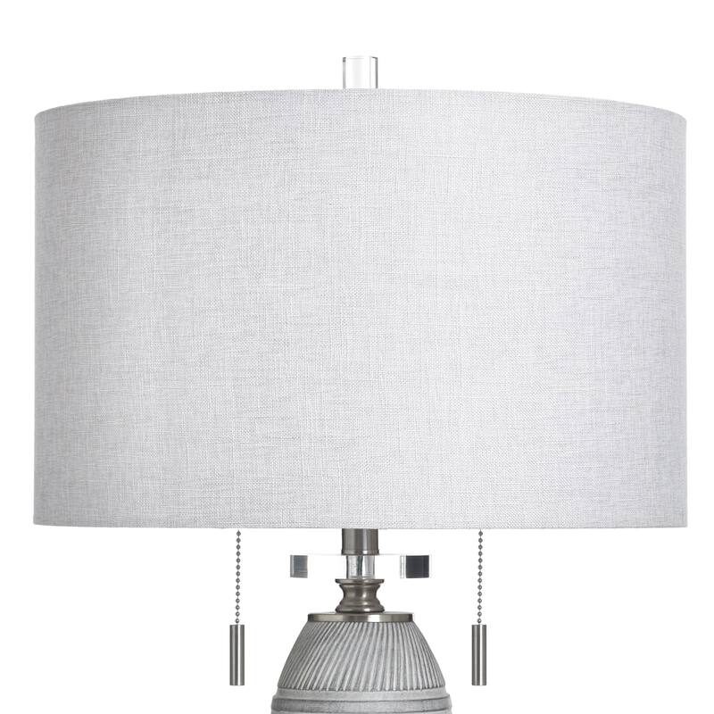 StyleCraft Poly Table Lamp - Greyson Silver - White Shade