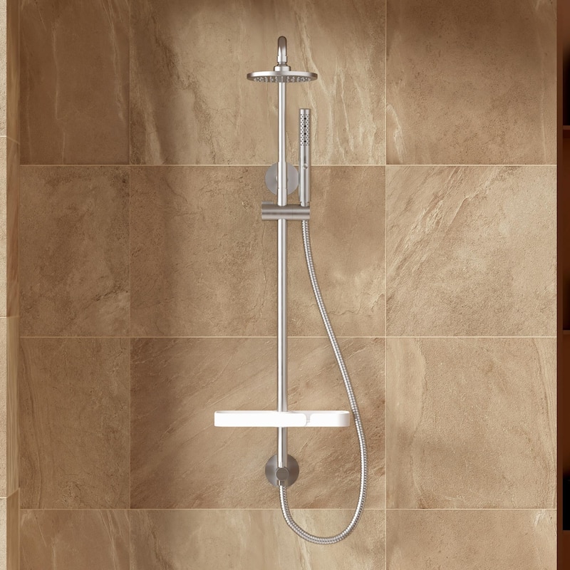 Modland 4-Way Exposed Retrofit Shower System with Rainfall & Handheld, Easy Install in Black/Nickel/Chrome