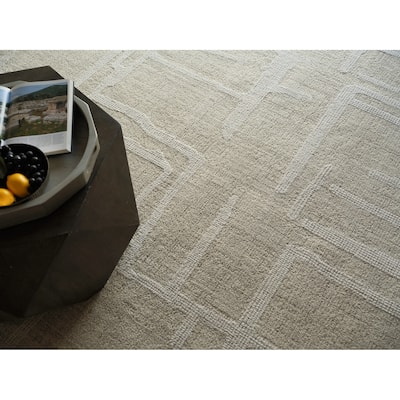 Breckenridge Handmade Hand Tufted New Zealand Wool Beige/Ivory Area Rug.
