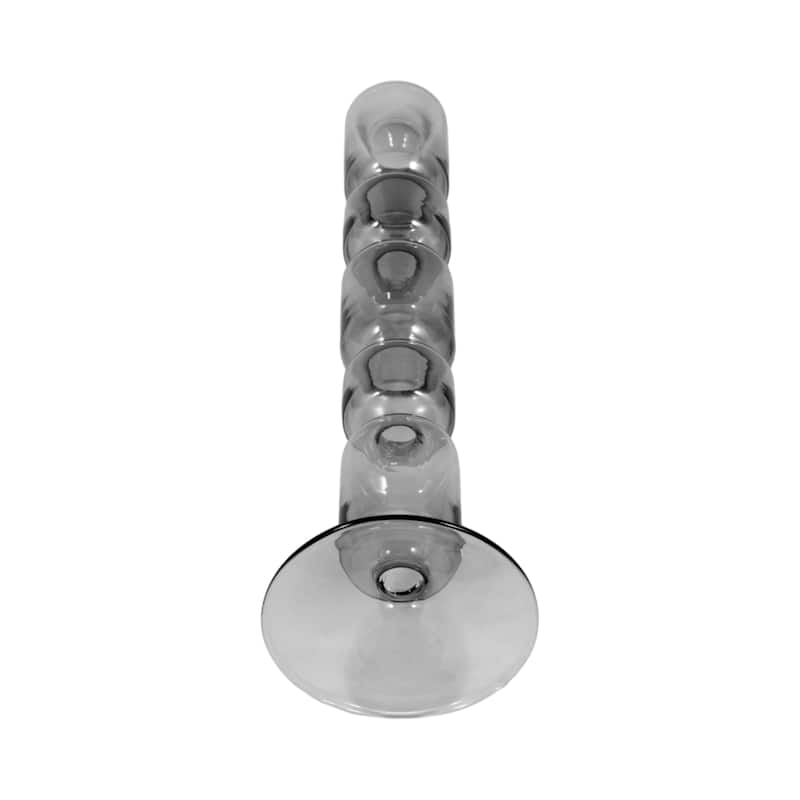 Modern Candle Holder with Stacked Sculptural Glass Base