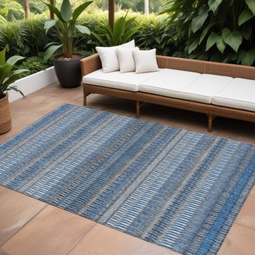 HomeRoots Striped Transitional Rectangle Outdoor Rug
