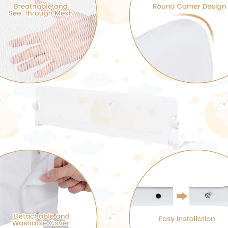 Gymax 2PCS 71'' Toddler Foldable Bed Rail w/ Adjustable Safety Strap