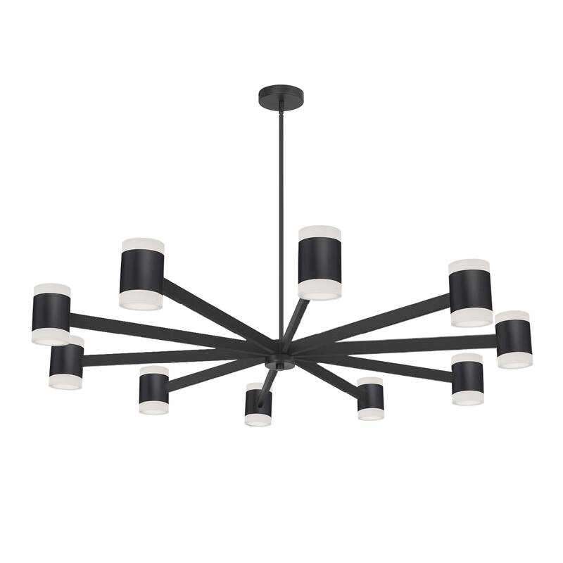 Modern Chandelier 84W Matte Black Ceiling Light Fixture LED Dimmable - 16