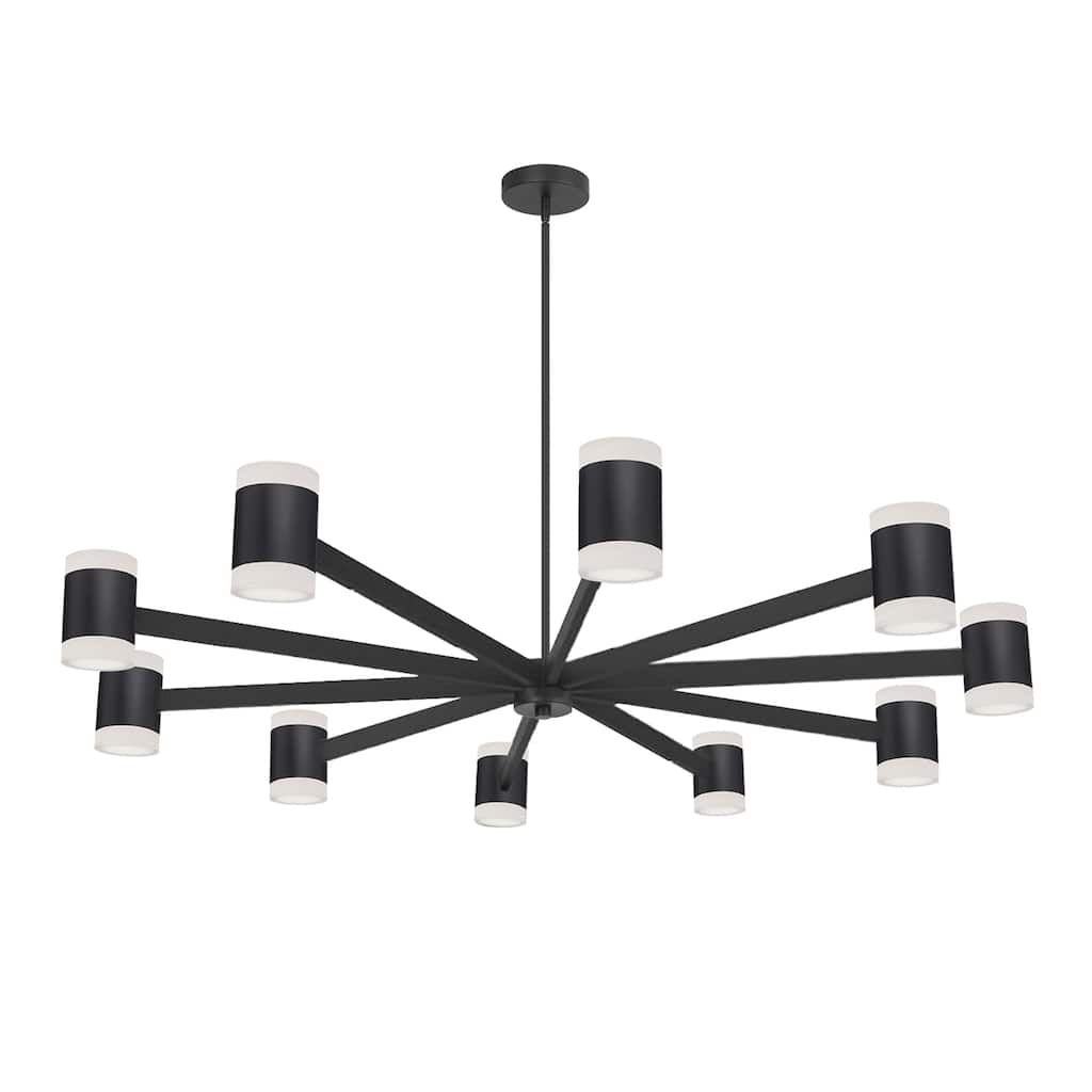 Modern Chandelier 84W Matte Black Ceiling Light Fixture LED Dimmable - 16