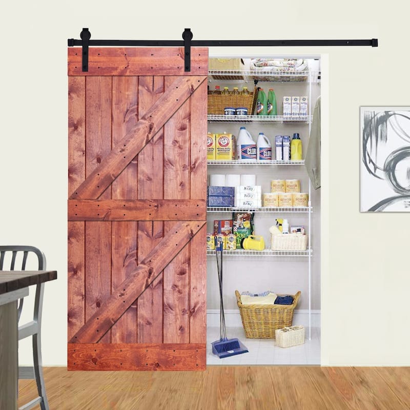K4 Series Paneled Wood Barn Door with Installation Hardware Kit