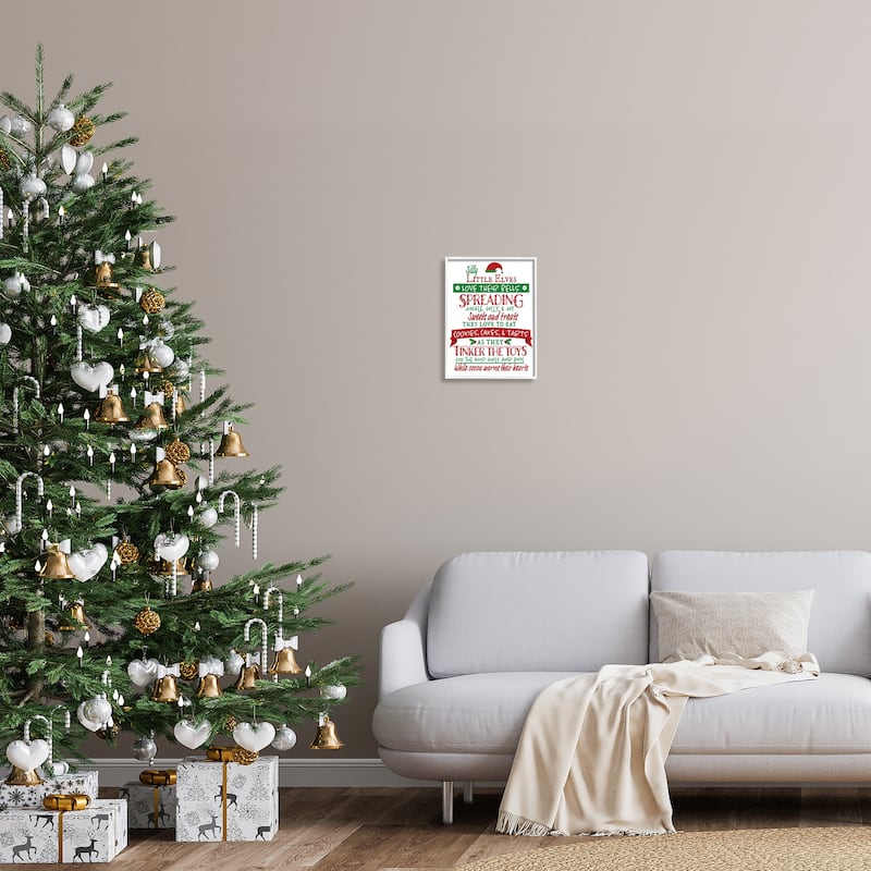 Stupell Silly Little Elves List Festive Christmas Phrases Framed Wall Art