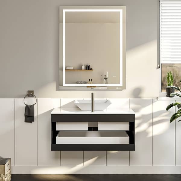 Totti Wave 24 in. W x 21 in. D x 22 in. H Bathroom Vanity in Espresso with White Glassos Top with White Sink