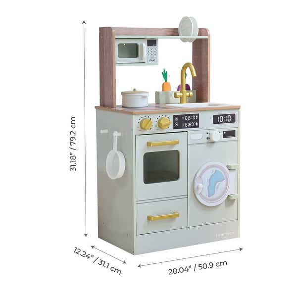 dimension image slide 0 of 3, Teamson Kids Little Chef Lake Tahoe Wooden Play Kitchen - Washer & Mini Garden