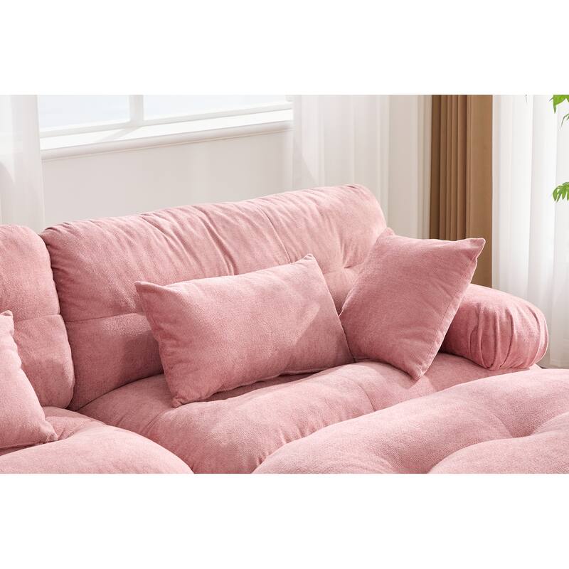 118'' Large U Shape Sofa Velvet Modular Sofa with 2 Ottomans for Living Room