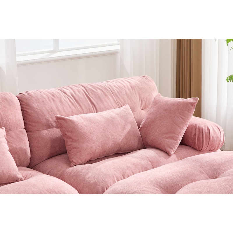 GDFStudio - Pelletized U Shape Cloud Couch with Bolster Armrest Pillows