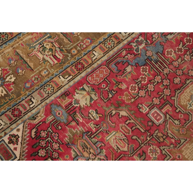 Hand Knotted Oriental 100% Wool Carpet Traditional Floral Pink Tabriz Area Rug - 9' 5'' X 6' 7''
