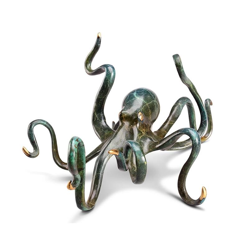 Spi Brass Deep-Sea Delight Octopus Statue - 5.5 X 10.5 X 8 inches