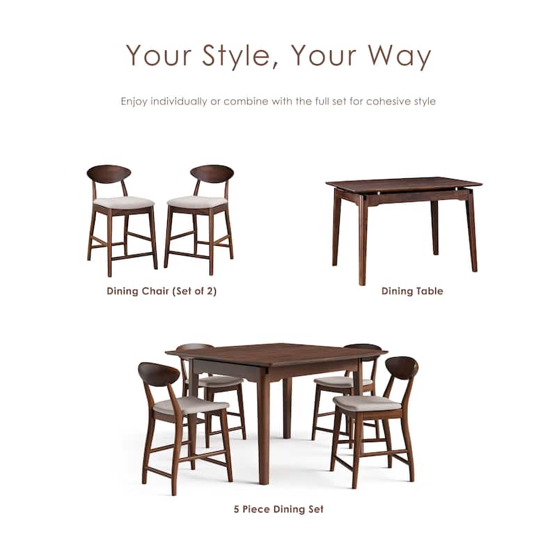 Furniture of America Abigail V Mid-century Modern Rich Walnut Handmade Rubberwood Counter Height Dining Chairs (Set of 2)