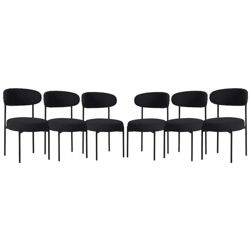 Bayville Mid-Century Curved Back Fabric Upholstered Metal Dining Chair (Set of 6)