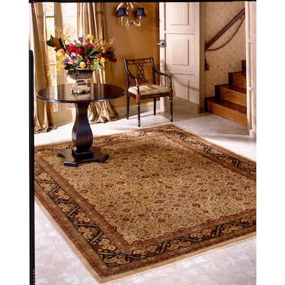 Traditional Black Hand-Knotted Wool & Silk Area Rug - 6' x 9'