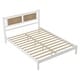 preview thumbnail 13 of 14, Queen Size Wooden Platform Bed with Natural Rattan Headboard, Exquisite Elegance with Minimalist Charm for Bedroom, Black