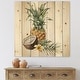 preview thumbnail 1 of 2, Designart 'Pineapple With Coconut Plumeria and Palm Leaves' Traditional Print on Natural Pine Wood