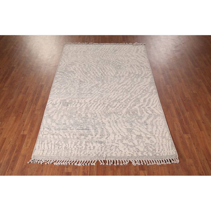 All-Over Abstract Moroccan Area Rug Handmade Wool Carpet - 5'11"x 8'10"