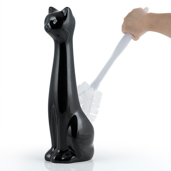 Cat Bowl Brush Holder Lotion Pump Set Black 2 Piece Set Bed