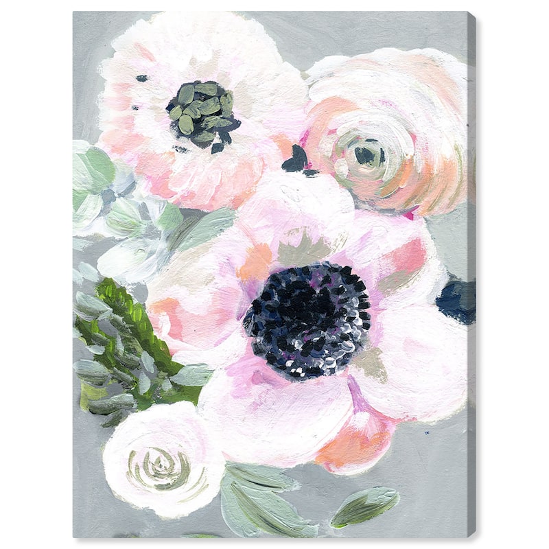 Wynwood Studio Canvas Floral and Botanical Vintage Gathers Light Pink and Light Pink Farmhouse Wall Art Canvas Print