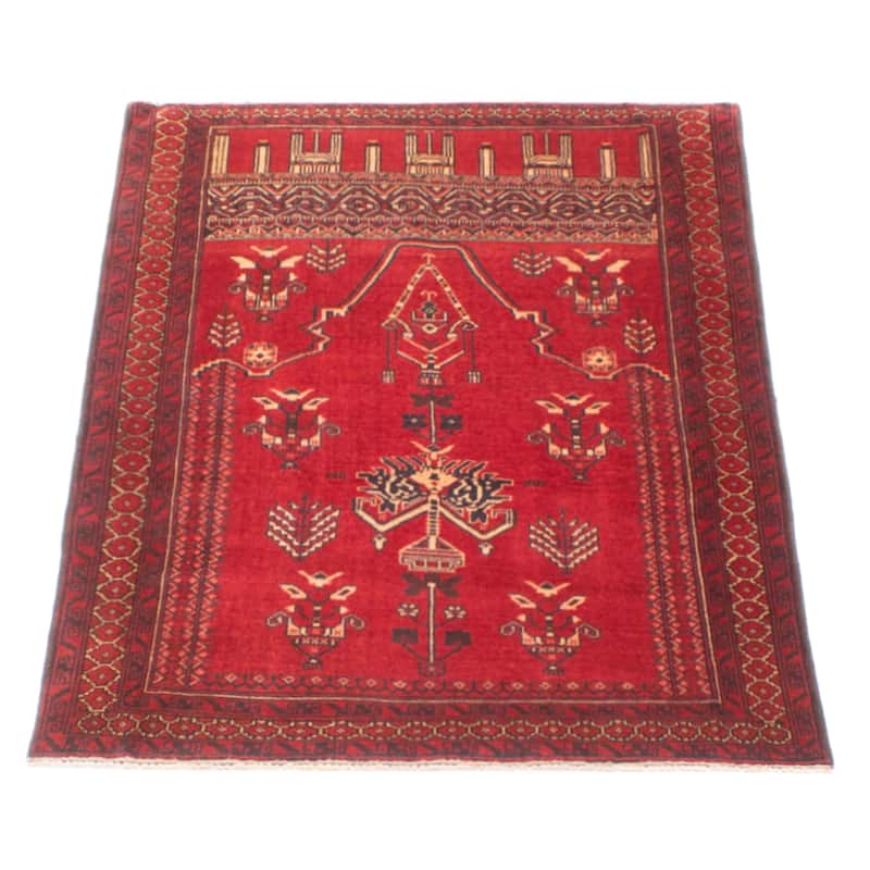 Teimani Red Rug 3'2" x 4'11" - 3'2 x 4'11