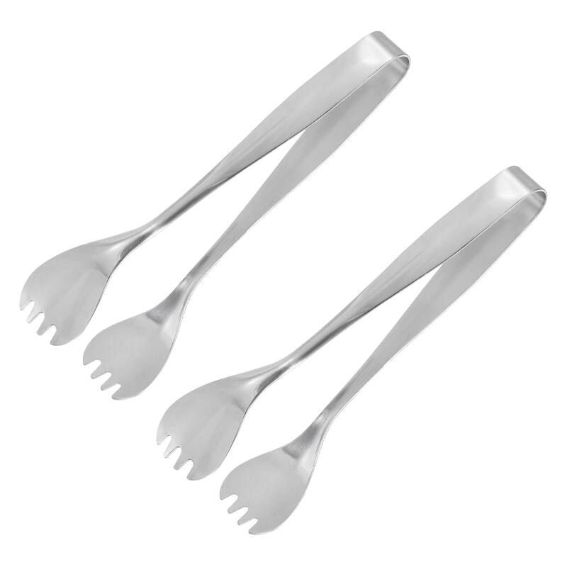 Serving Tongs, 2pcs 6.5 Inch Stainless Steel Ice Tongs, Mini Sugar Tongs - Silver
