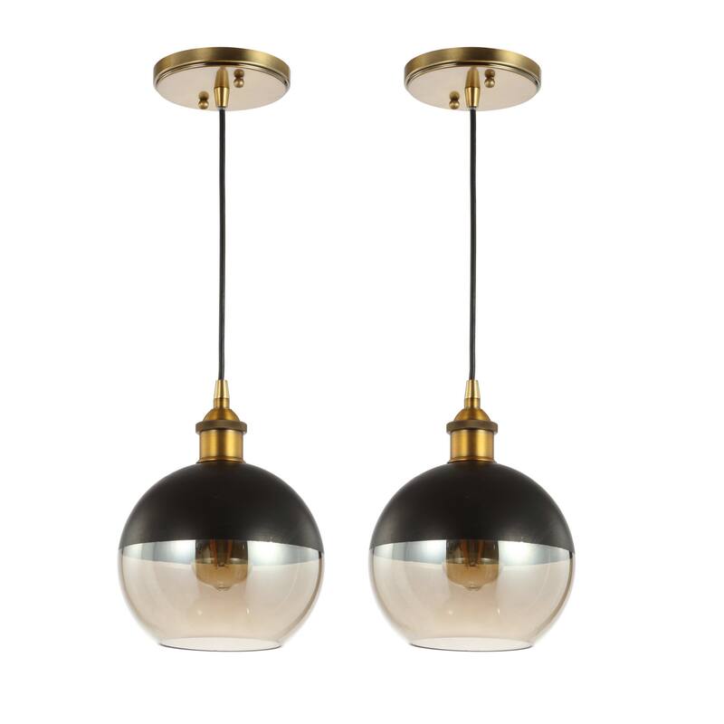 Goldwater 7.5" Adjustable Drop Globe Metal/Glass LED Pendant, by JONATHAN Y