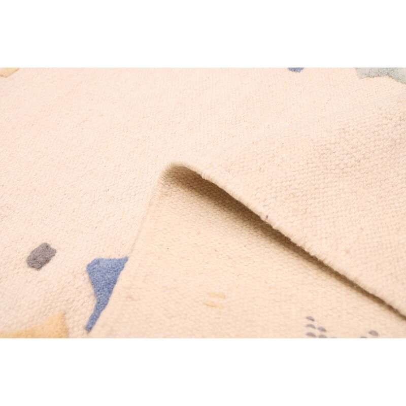 ECARPETGALLERY Flat-Weave Nevada Cream Wool Kilim - 4'0 x 5'9