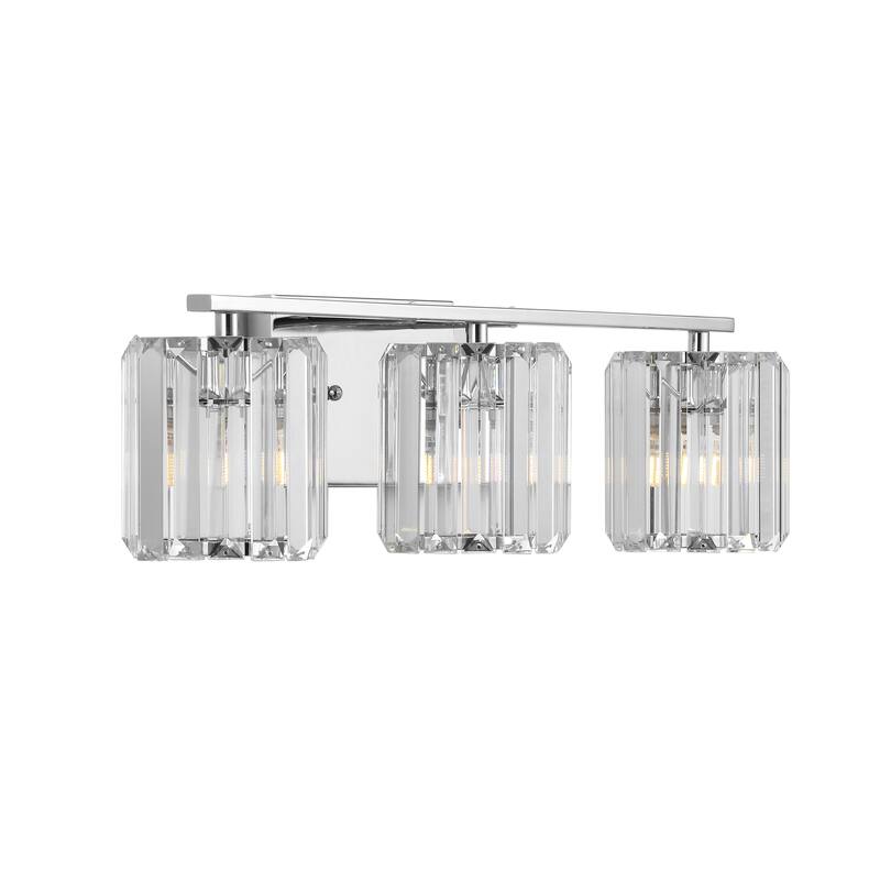 Spaulding Prism Vintage Metal/Glass Classic Glam LED Vanity Light, by JONATHAN Y - 3 Bulb
