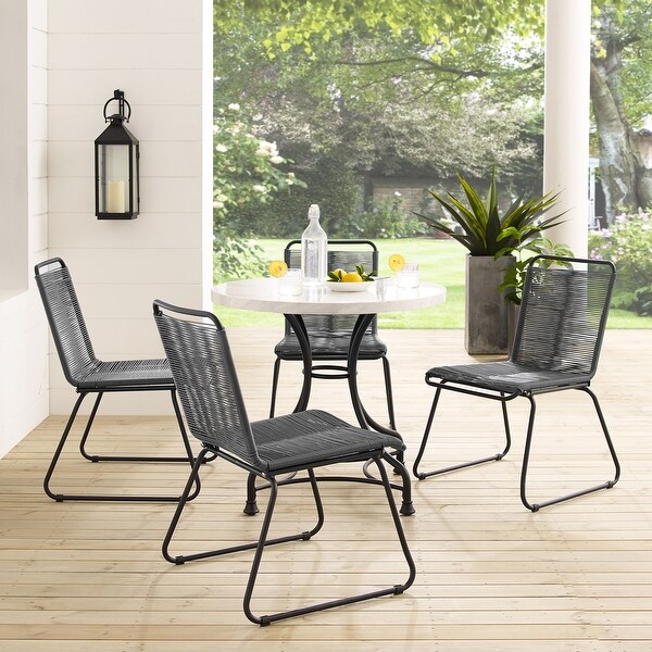 Corvus Sarcelles Woven Wicker Patio Dining Chairs Set of 4 On